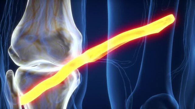 Animated Knee Joint with Ligament Movement Medical Visualization of Human Anatomy