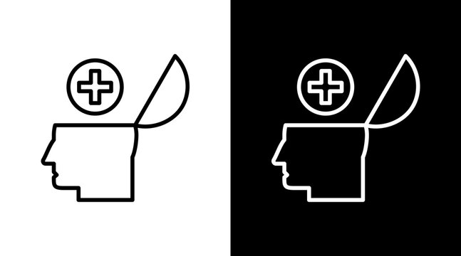 Positive Thinking White Icon Set Design