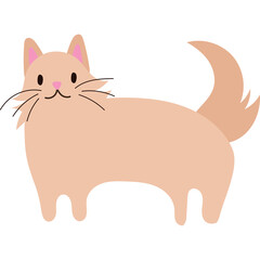 Cute Fluffy Ginger Cat Standing Alert With Whiskers Pink Ears And Nose On Transparent Background Vector Illustration