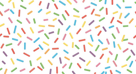 Colorful Sprinkles Seamless Pattern on White Background, Holiday Dessert Topping