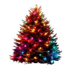 Vibrant Christmas Tree with Colorful Lights Against Black Background