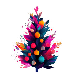 Vibrant Abstract Christmas Tree with Multicolored Ornaments