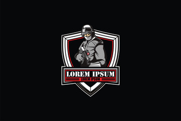 Police cartoon character vector image badge logo template