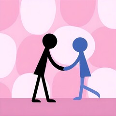 Delicate thin-line vector illustration of one person helping another to stand, clear posture showing compassion, soft watercolor-like accent behind figures, clean minimal composition.