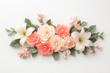 Obraz premium Flowers composition. Frame made of flowers on white background. Flat lay, top view, copy space