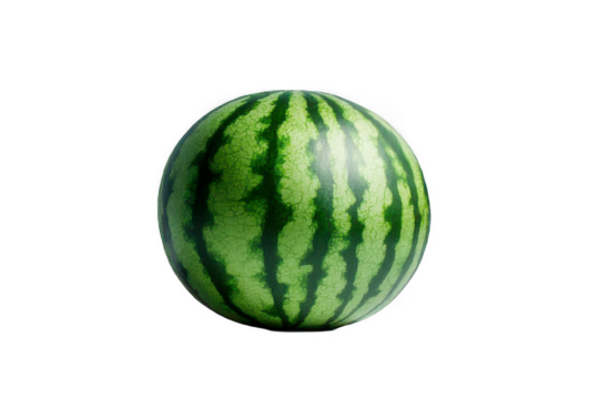 Fresh Whole Watermelon Isolated on White Background