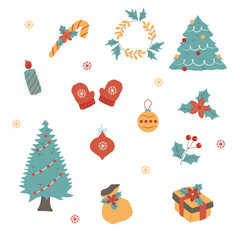 Hand-Drawn Christmas Element Set