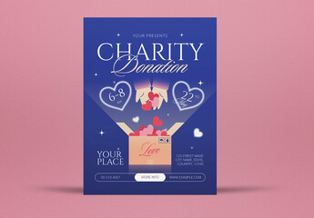 Blue Flat Design Charity Donation Drive Flyer Layout