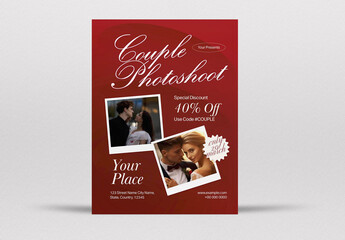 Red Minimal Couple Photoshoot Flyer Layout