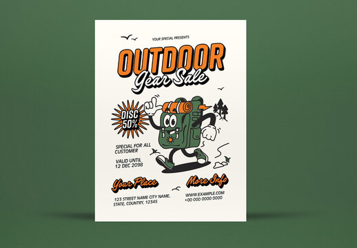 Beige Retro Outdoor Gear Sale Flyer Layout