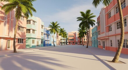 Fototapeta premium Bright Miami Streets on a Sunny Day