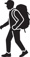 Silhouette icon of a person carrying a backpack