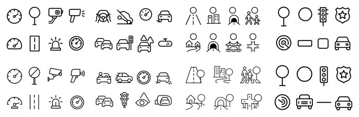 Fototapeta premium Traffic and road safety icon set collection