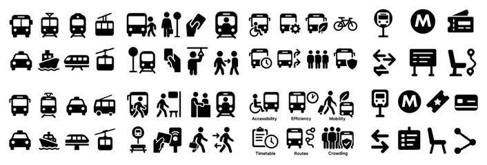 Transportation icons set for urban mobility design