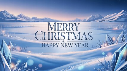 Merry Christmas and Happy New Year elegant blue wave abstract winter luxury greeting card