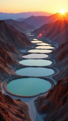 Fototapeta premium A serene scene of sunset over calm mountain waters