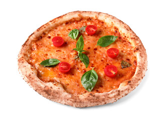 Tasty pizza Margarita on white background