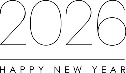 Happy new year 2026 elegant typography design on white background