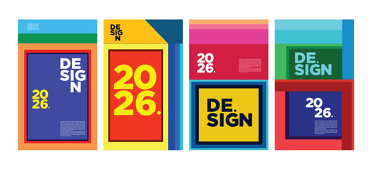 Cover and Poster Design Template for Magazine. Trendy Vector Typography and Colorful Illustration Collage for Cover and Page Layout Design 2026