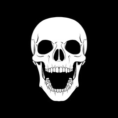 Obraz premium Skull with Open Mouth Vector Illustration, Ideal for themes related to horror, Halloween, death, rock music, or gothic design.
