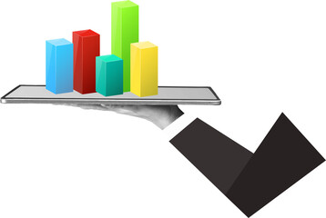 hand holding business increases in the financial graph arrow. 