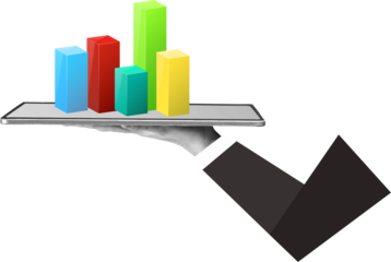 hand holding business increases in the financial graph arrow. 