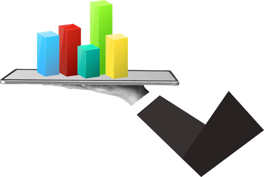 hand holding business increases in the financial graph arrow. 