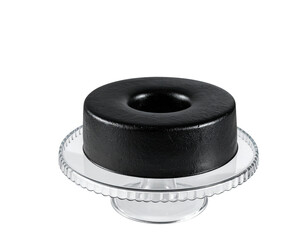 Modern Black Layer Cake on White Table – Contemporary Baking Style PNG