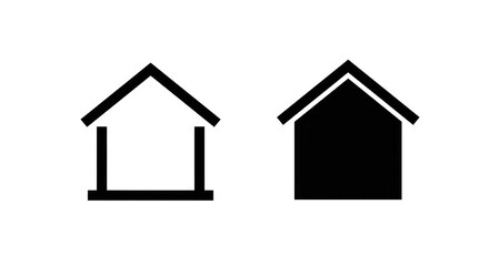 Outline and solid house shapes, home or real estate concept