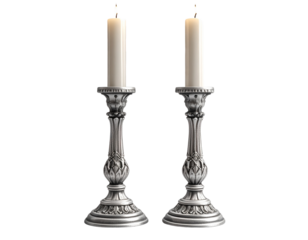  Ornate 19th Century Neo-Gothic Candle Holders – Luxury Decor PNG