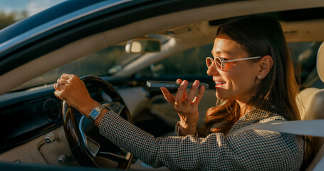 animated woman gesturing while driving speaking with expressive hands, sunglasses perched, warm golden light, casual outfit,
