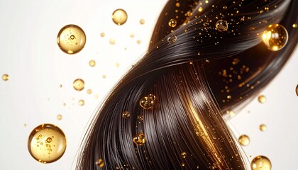 光が溶け込むようなオイルの輝き。美しく補修された髪の広告イメージ ジェネレーティブAI