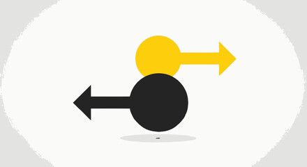 Black and yellow arrows pointing in opposite directions icon.