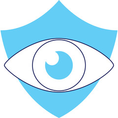 Digital Eye Icon Protected By A Cyan Shield Shape Isolated On A Transparent Background