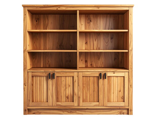 Wooden Storage Cabinet with Slatted Doors and Shelves – Minimal Furniture PNG