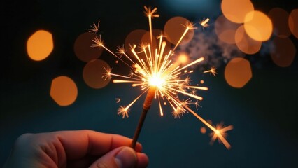 A person holds a sparkler in their hand, ready to light the night