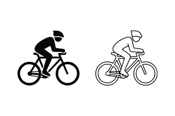 Cycling Person Silhouette and Outline Icon