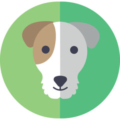 Dog Face Icon In Circle Green Background With White And Brown Color Pattern Minimalist Style
