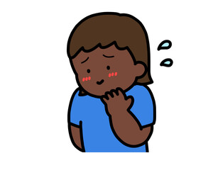 照れる　黒人の女の子