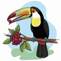 Obraz premium Colorful toucan on a branch