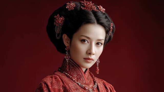 Tang Dynasty beauty exquisite makeup costume shows dignified and luxurious temperament