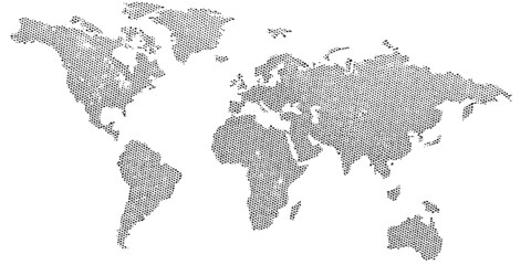 Obraz premium World map global halftone pattern illustration isolated on white background
