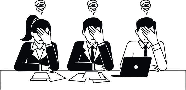 Business team facing project setbacks feeling stressed at the office