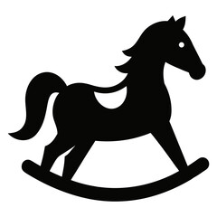 Rocking horse vector clean black silhouette design white background