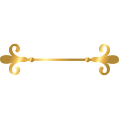 Elegant Golden Decorative Horizontal Line Element With Ornate Flourishes On Transparent Background symbolizing luxury and tradition