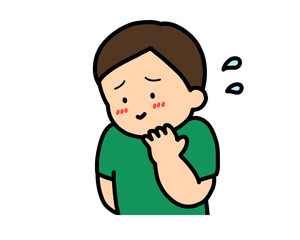 照れる　アジア人の男の子