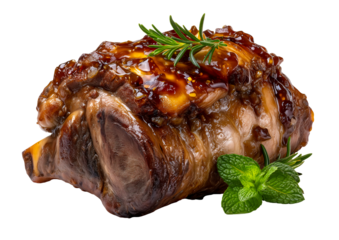 Delicious Roasted Lamb A mouthwatering shot of perfectly roasted lamb, glistening with flavorful glaze and fragrant herbs, offering a culinary delight. 