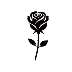 Minimalist Black and White Rose Flower Icon Vector Graphic