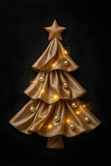Golden Christmas Tree Holiday Decoration Illustration