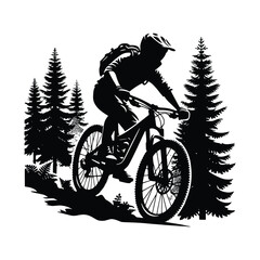 Solo Mountain Biker Exploring Woodland - Outdoor Activity